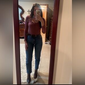 Mauve Long Sleeve Sweat Knit Bodysuit